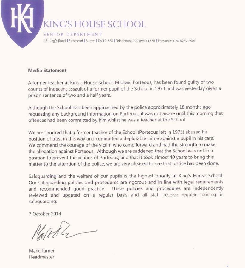 King's House Media Statement regarding child-rape'